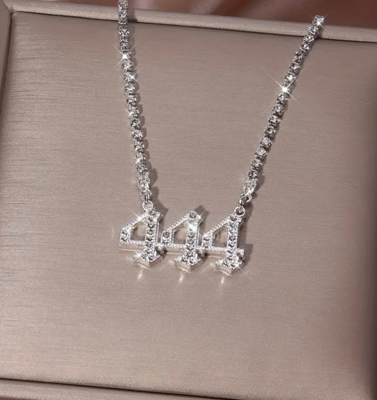 1pc New Beautiful Angel Numbers Necklace Sparkling Rhinestone Setting Beautiful Necklace Jewelry Suitable for Women's Daily and Party Occasions Angel Design Jewelry Women's Jewelry Holiday Gift Goods