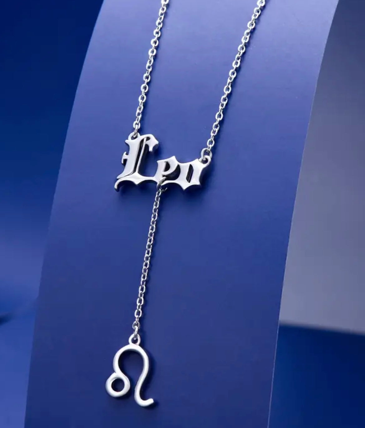 Zodiac Necklace 925 Sterling Silver 12 Constellation Lariat Necklace Old English Zodiac Sign Y-Shaped Pendant Necklace Horoscope Astrology Jewelry Gifts for Women