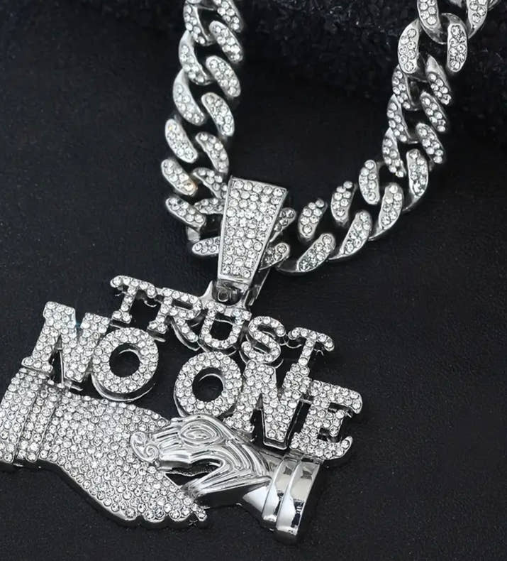 Shiny Character Pendant With Ice Cuban Chain Miami Necklace Men And Women Hip-hop Pendant Necklace Jewelry Gift