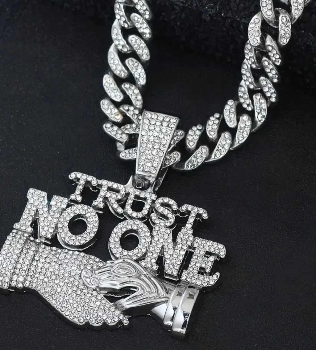 Shiny Character Pendant With Ice Cuban Chain Miami Necklace Men And Women Hip-hop Pendant Necklace Jewelry Gift