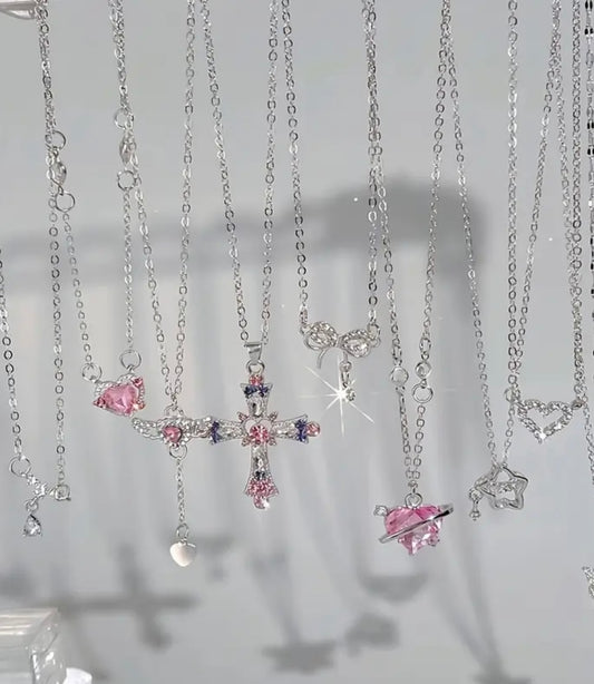 9 Stylish And Light Luxury Y2K Style Necklace Set with Geometric Pendant, Alloy Material, Suitable for Everyday Party Wear Or As a Gift to Friends