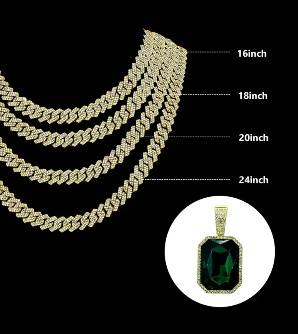 High-end Rhinestone Square Pendant Fashion Necklace Jewelry, Cuban Necklace, Rhinestones, Shining, The Focus of The Audience, Fashionable and Versatile, Light Luxury and Noble