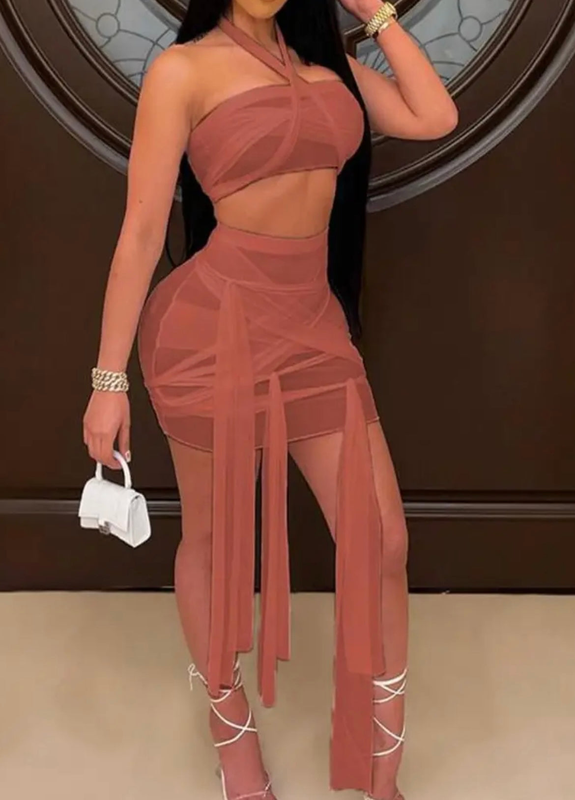 Trendy Fashion Two-Piece Cutout Set
