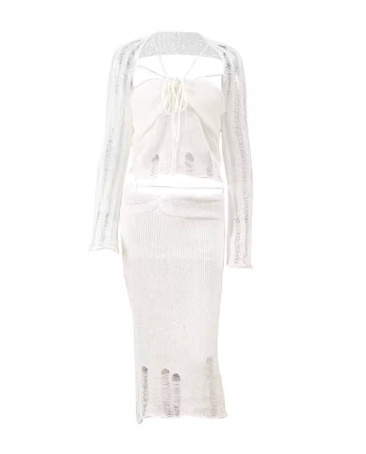 Women’s Knitted Seqiuns 3 piece Skirt Sets Y2K style