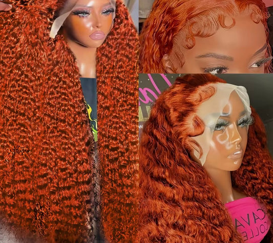 Orange Ginger Lace Front Wig Curly Human Hair Wigs For Women Deep Wave Frontal Wig 13x4 13x6 HD Lace