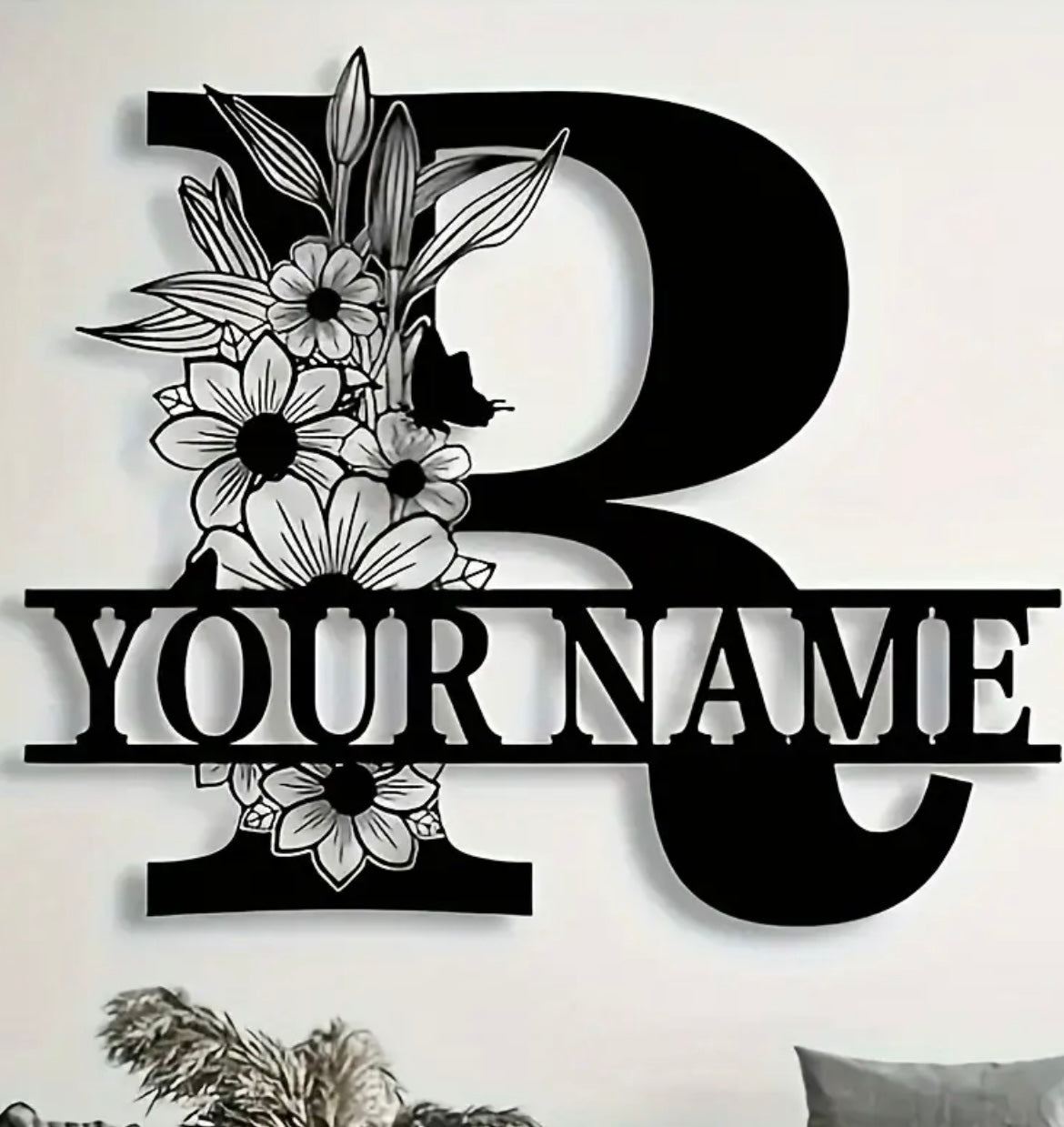 1pc Customizable Last Name Sign | Metal Split Letter Sign, Wall Hanging, Bedroom and Family Decor, Carbon Steel Material