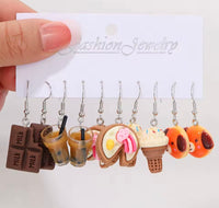 Fashion Sweet Fruit Drink Earrings Set for Women Cute Cartoon Food Ice Cream Donut Funny Resin Earring