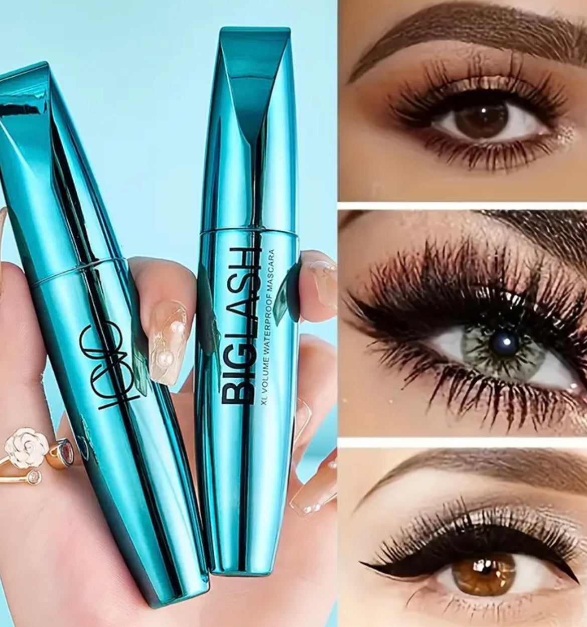 4D Fiber Mascara, Waterproof, Long-Lasting, Volumizing Black Mascara, Suitable for All Light Beige Types, Smudge-Proof, Natural and Easy to Apply, Creates Longer, Deeper, and Clearer Lashes