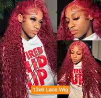 30 40 Inch 99J Burgundy 13x6 Hd Lace Frontal Human Hair Wig Red Colored 13x4 Transparent Lace