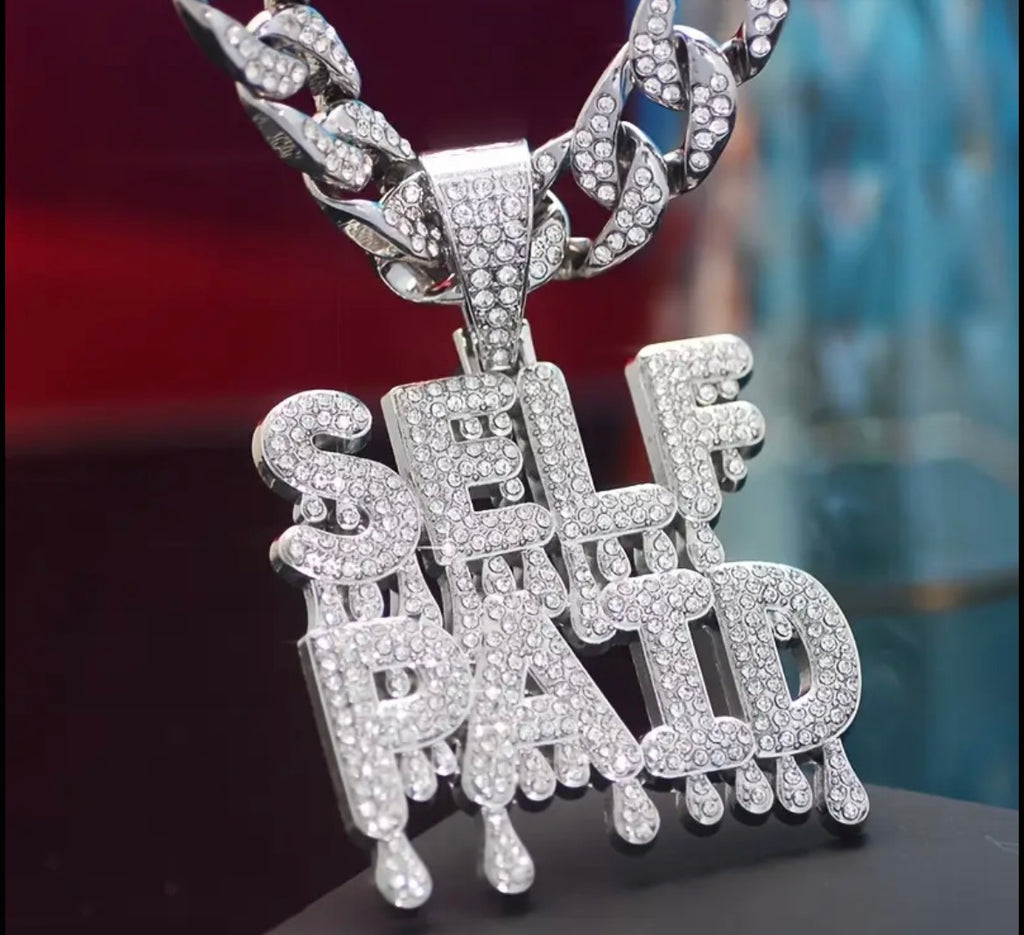 A Shiny SELFPAID Pendant With A Cuban Ice Chain Miami Necklace Unisex Hip-hop Pendant Necklace Jewelry Gift