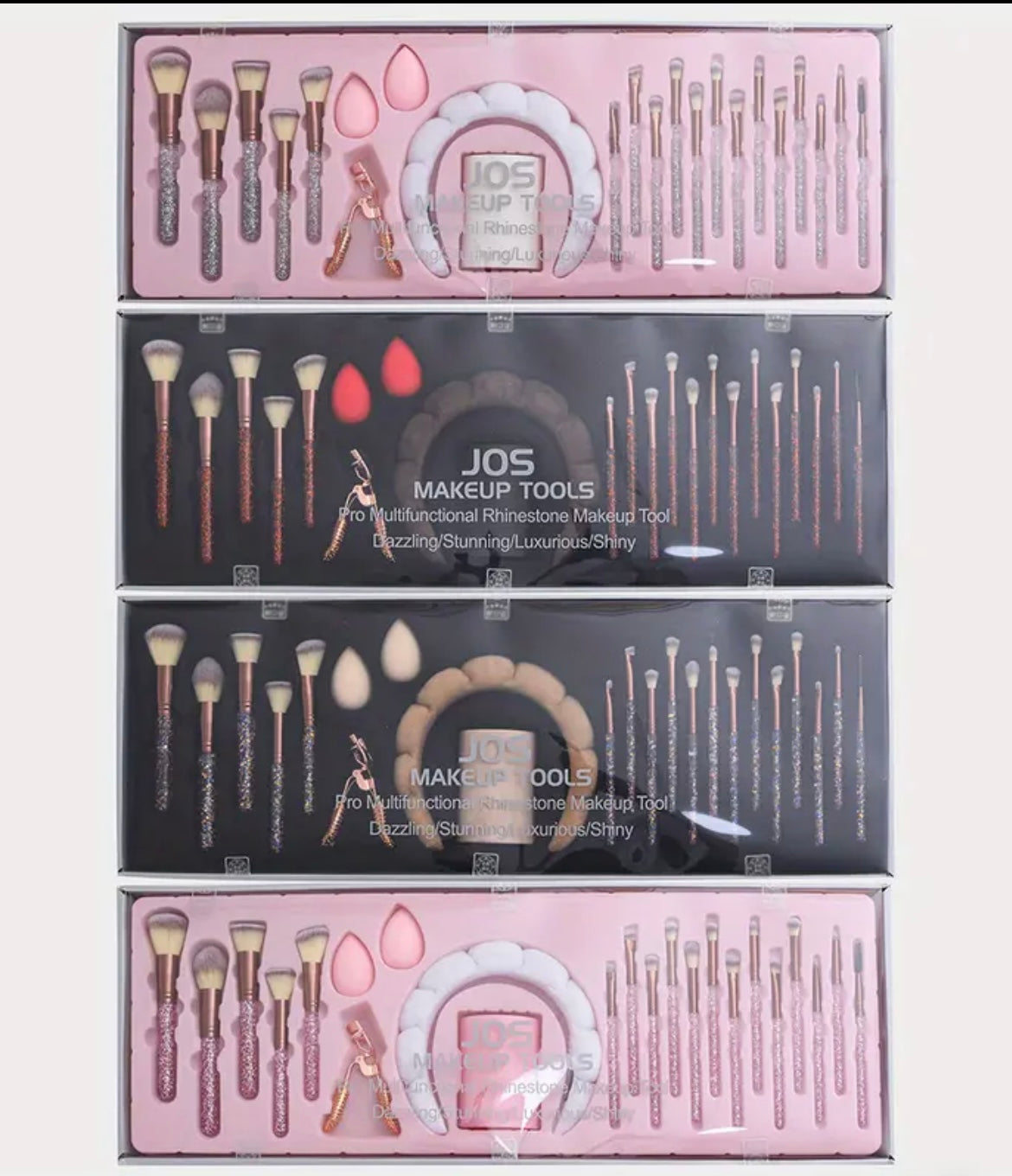 23pcs Luxury Makeup Brush Set with Rhinestone-Studded Brushes - Professional Face & Eye Makeup Tools, Highlighter, Contour, Foundation, Lipstick, Nose Shadow Brushes - Elegant, Durable Plastic & Paper Brushes For Sensitive Light