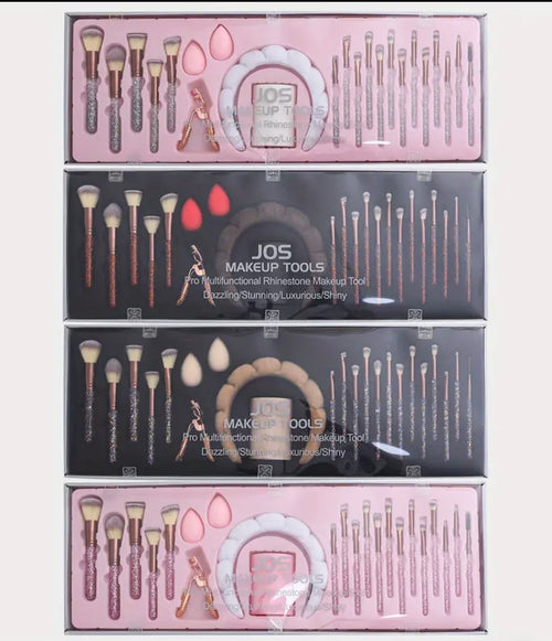 23pcs Luxury Makeup Brush Set with Rhinestone-Studded Brushes - Professional Face & Eye Makeup Tools, Highlighter, Contour, Foundation, Lipstick, Nose Shadow Brushes - Elegant, Durable Plastic & Paper Brushes For Sensitive Light