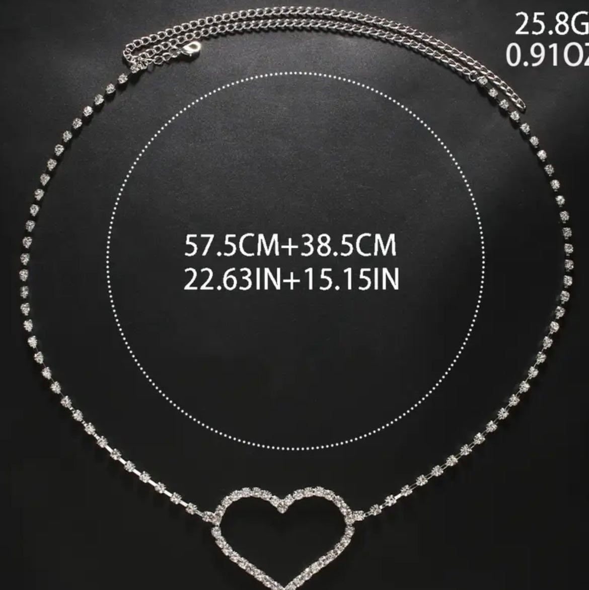 Elegant Silvery Heart-Shaped Rhinestone Waist Chain - Sexy Hollow Design, Perfect for Parties & Festivals