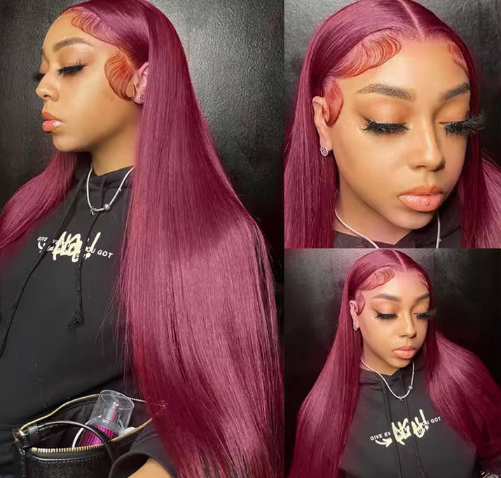 99J Colored Lace Front Human Hair Wigs Straight Burgundy 13x4  Transparent Full Lace Frontal Wig