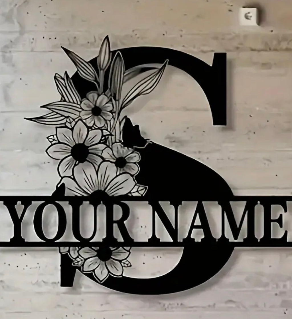 1pc Customizable Last Name Sign | Metal Split Letter Sign, Wall Hanging, Bedroom and Family Decor, Carbon Steel Material