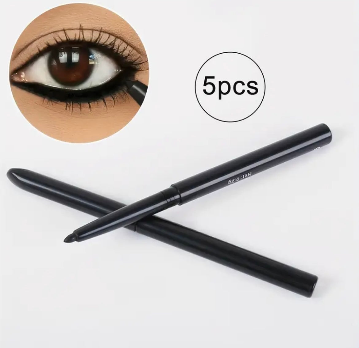 5-Pack Waterproof & Sweat-Proof Black Eyeliner Pencil - Long-Lasting, Smudge-Proof for Bold Eye Makeup, Easy Glide Formula for Perfect Wings - Black, Waterproof Eyeliner, Winged Eyeliner, Sleek Design, makeup