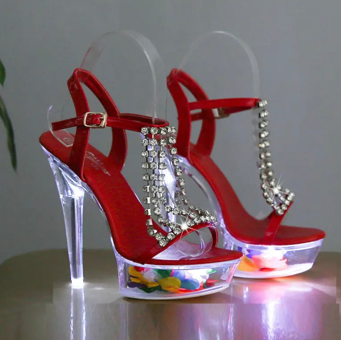 Women'S Glowing Crystal-Adorned Ultra High Heels - 5.12inch/5.91inch Stiletto Platform with Transparent PP Upper & High Quality Rubber Sole, Open-Toe Wedding & Party Shoes, Hand Washable Elegant Evening Heels for Special Occasions (Luxury Glamour)