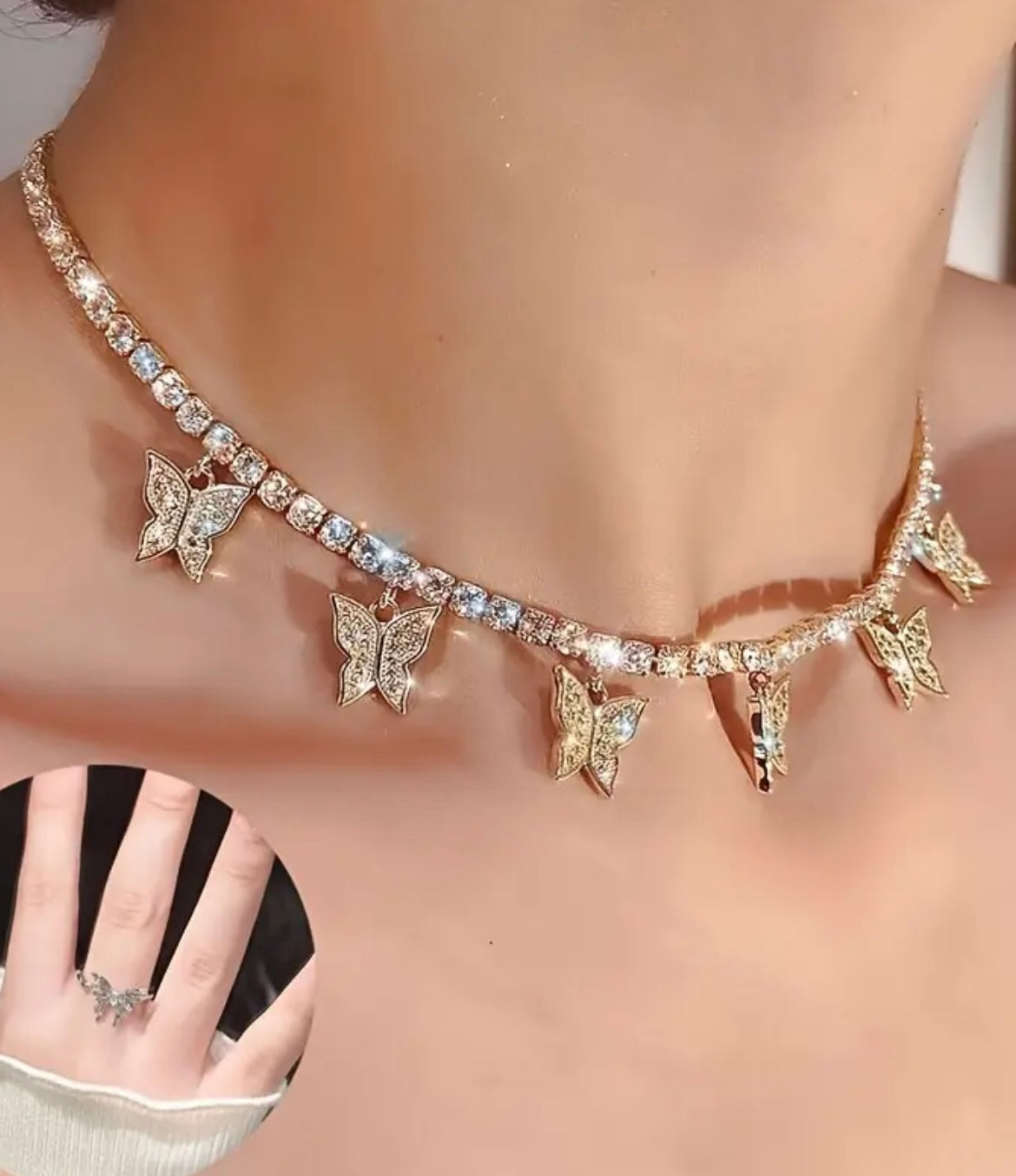 2pcs Butterfly Pendant Necklace, Female Style Butterfly Neck Chain, Hip Hop Accessories, Daily Party Parties, Surprise Wearing, Stunning The Whole Audience, Set