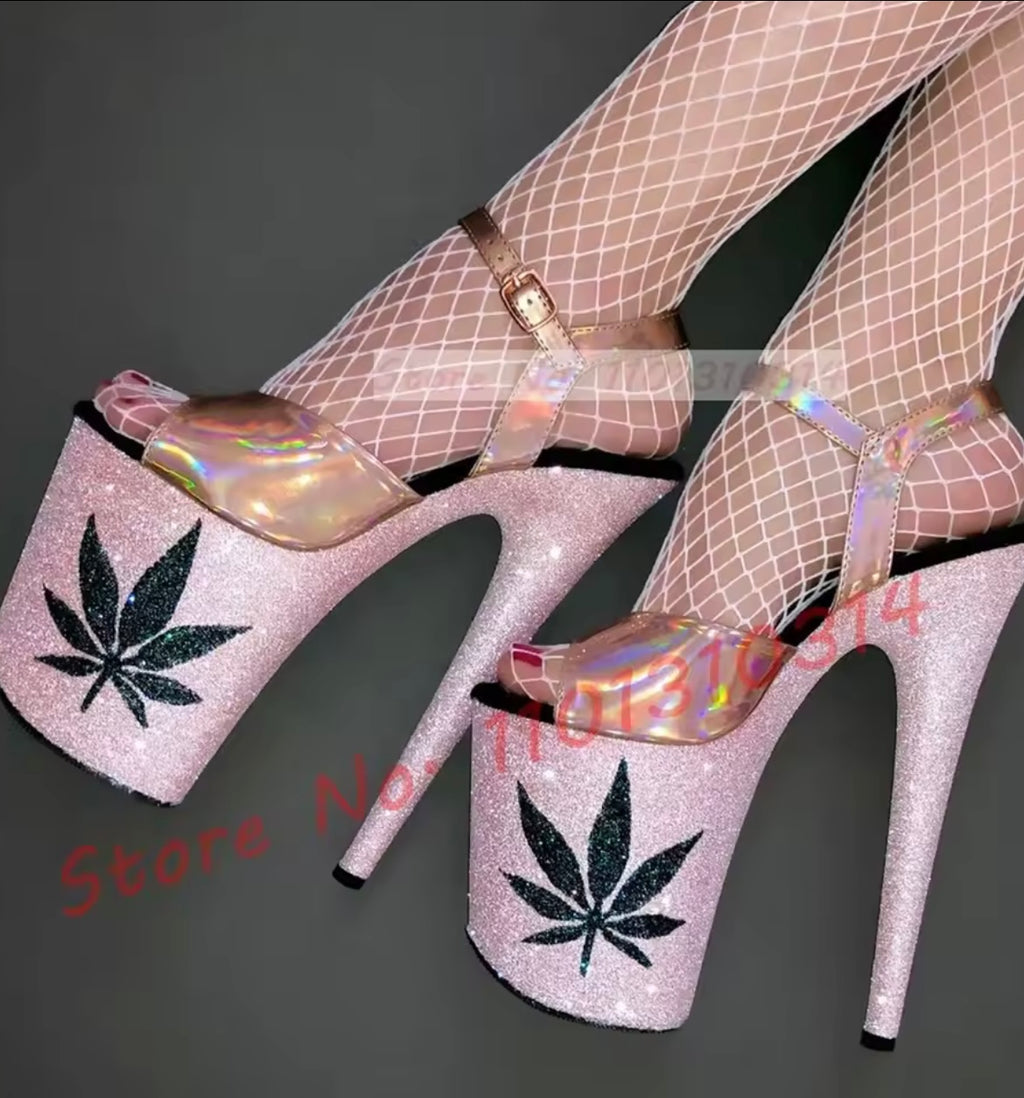 Platform Glitter Sandals Women Luxury Sparkly Mixed Color High Heels Shoes Summer