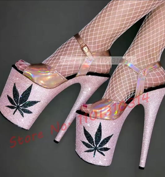 Platform Glitter Sandals Women Luxury Sparkly Mixed Color High Heels Shoes Summer
