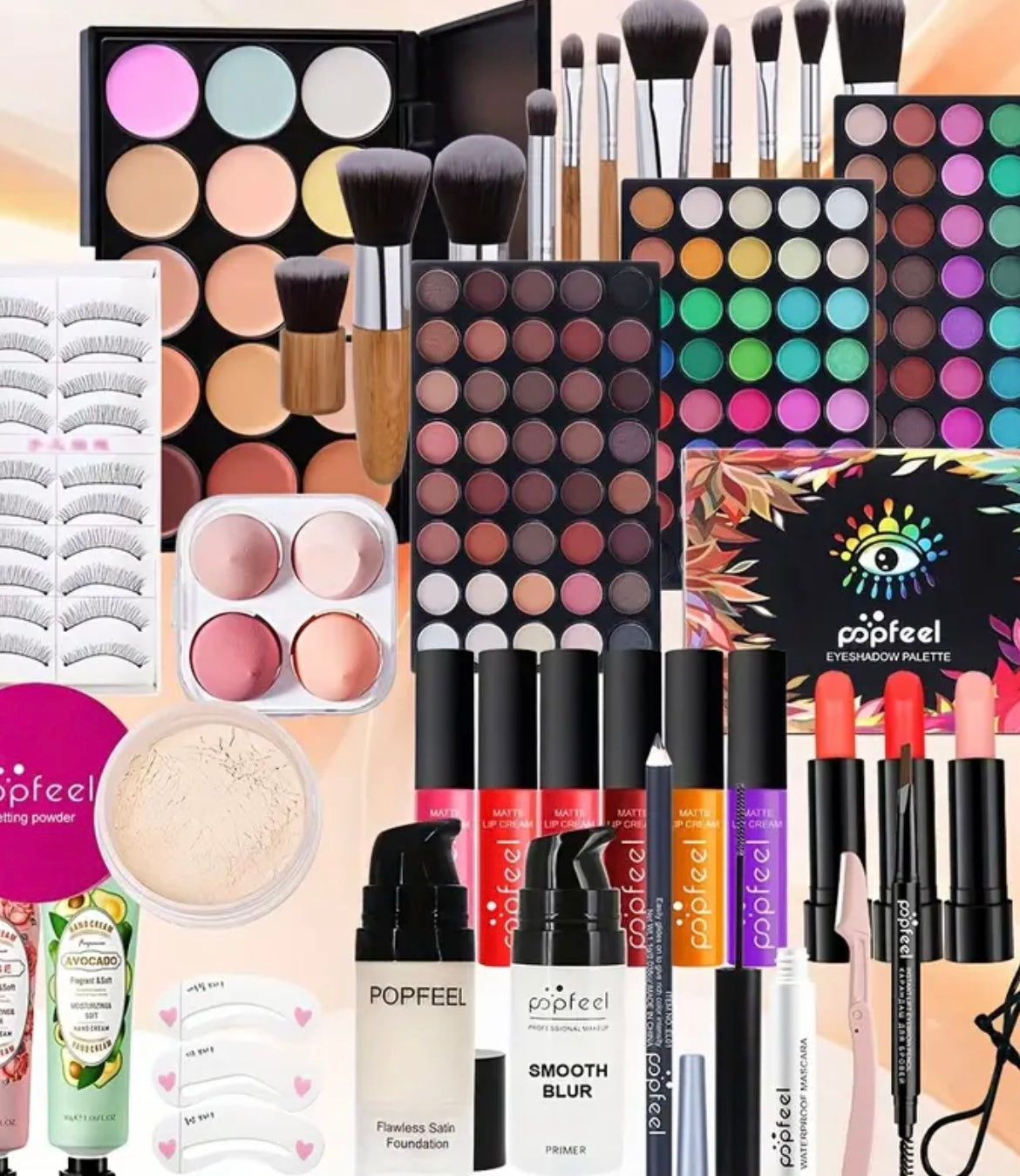 POPFEEL 120-Color All-in-One Complete Makeup Kit with Eyeshadow Palette, 15 Concealer Shades, Lip Gloss & Brushes/Sponges - Waterproof & Sweatproof Full Beauty Set for Beginners to Pros, Professional Gift-Ready Christmas/Wedding Makeup Collection for