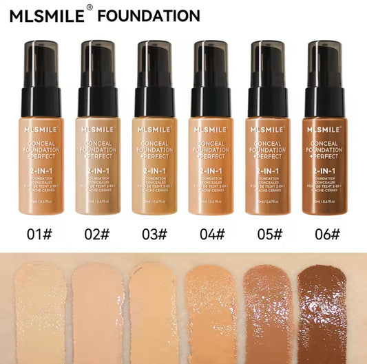 MLSMILE 6 color Powder Foundation long-Lasting Waterproof, Moisturing Sweat resistant
