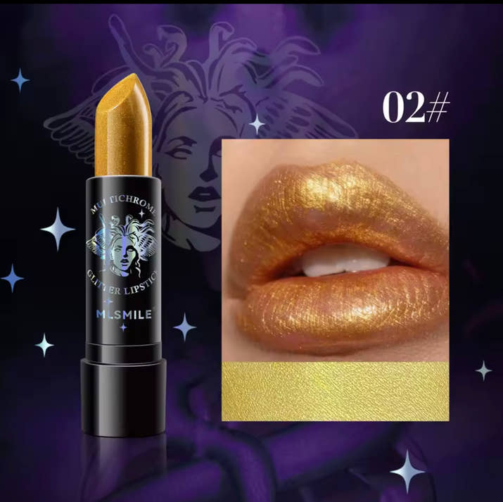 6Colors Glitter Lipstick Waterproof Long Lasting Diamond Pearlescent Metallic Lipstick Black Lipgl