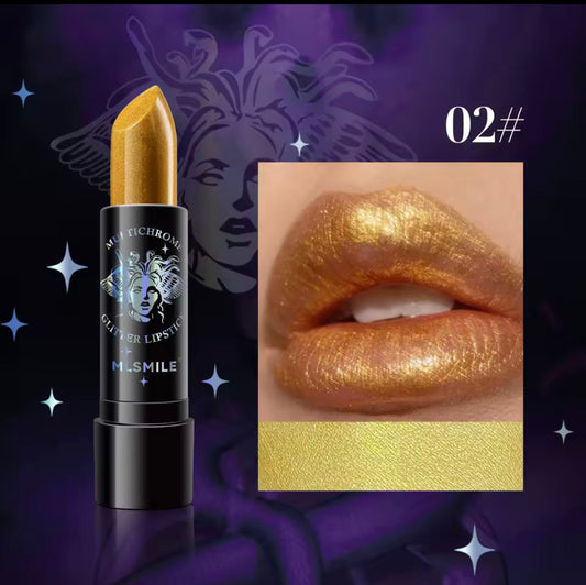 6Colors Glitter Lipstick Waterproof Long Lasting Diamond Pearlescent Metallic Lipstick Black Lipgl