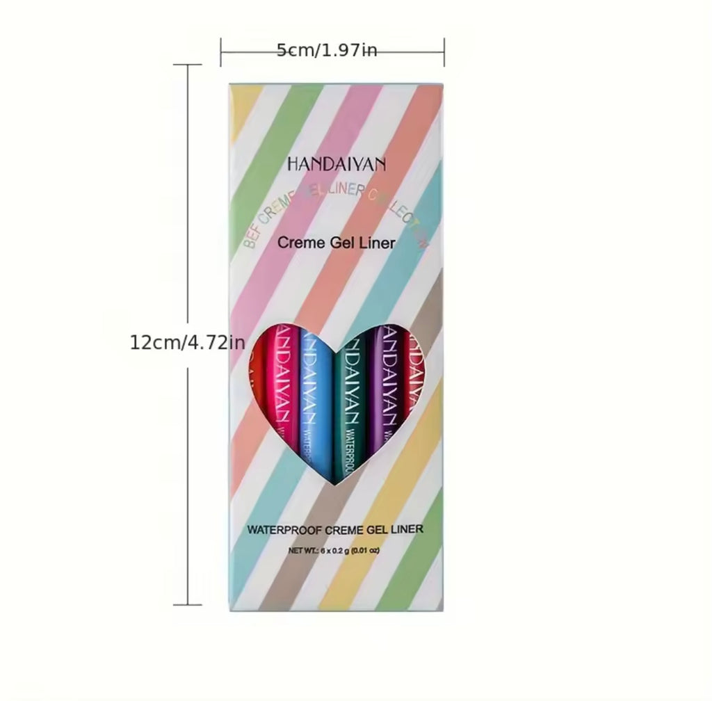 6-Piece Retractable Eyeliner Pencil Set – Waterproof & Smudge-Proof Gel Liners