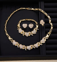 4pcs/set, Classic and Popular Heart-shaped Pendant Necklace, Ring, Earring, Bracelet Set, Engagement Gift, Bridal Wedding Accessory