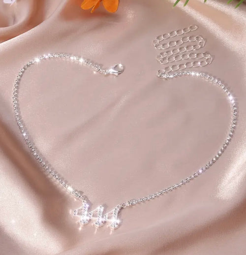 1pc New Beautiful Angel Numbers Necklace Sparkling Rhinestone Setting Beautiful Necklace Jewelry Suitable for Women's Daily and Party Occasions Angel Design Jewelry Women's Jewelry Holiday Gift Goods