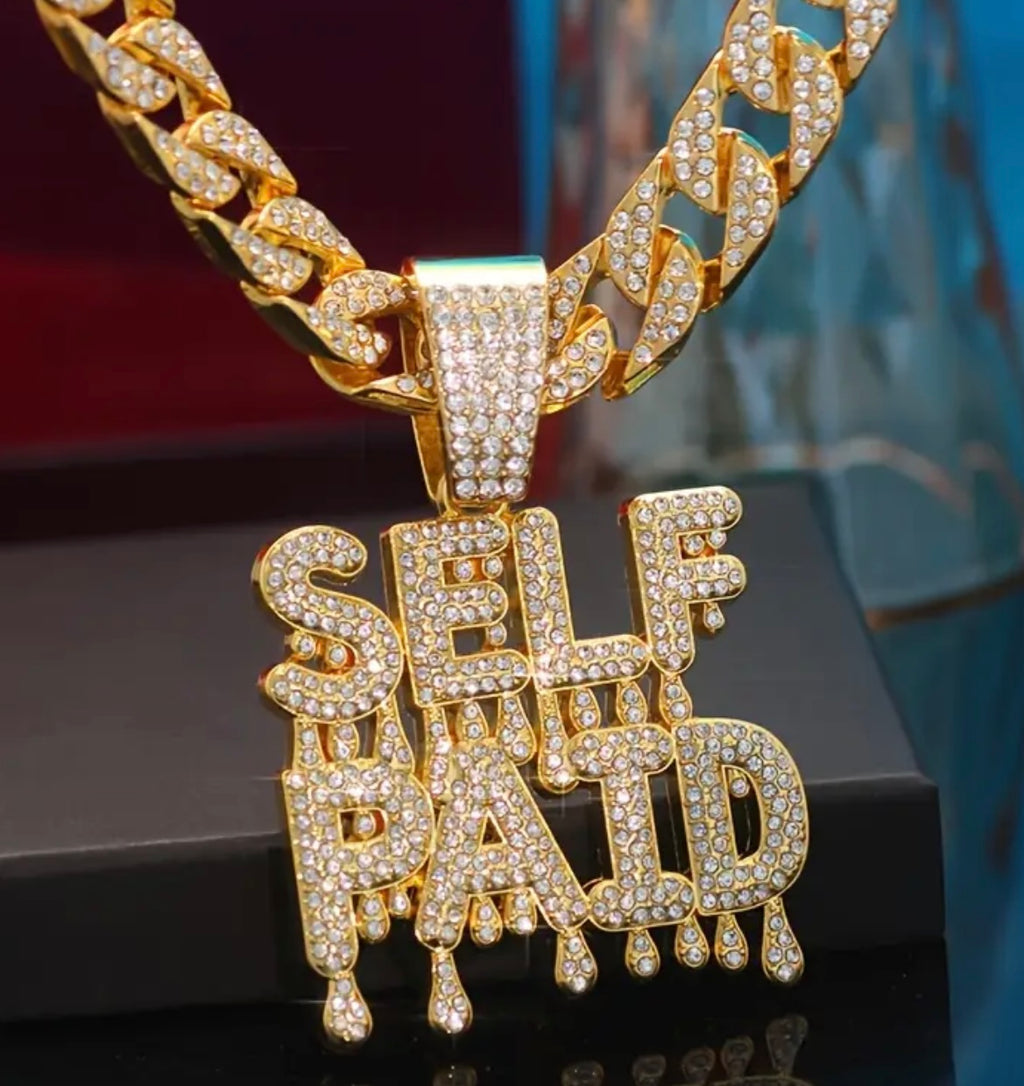A Shiny SELFPAID Pendant With A Cuban Ice Chain Miami Necklace Unisex Hip-hop Pendant Necklace Jewelry Gift