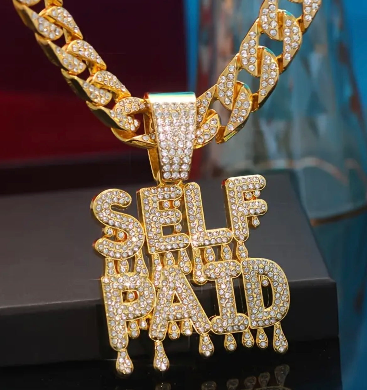 A Shiny SELFPAID Pendant With A Cuban Ice Chain Miami Necklace Unisex Hip-hop Pendant Necklace Jewelry Gift