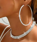 A set of 3pcs/ pieces of fashionable and elegant Silvery Cuban link chain necklace bracelet bracelet earrings collection for women, featuring sparkling necklaces, bracelets, and Earrings