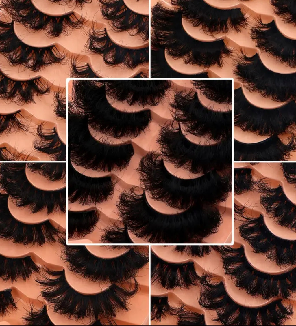 9D Thick And Soft Natural False Eyelashes, 7 Pairs of Natural Fluffy Eyelash Extensions, Eye-Catching