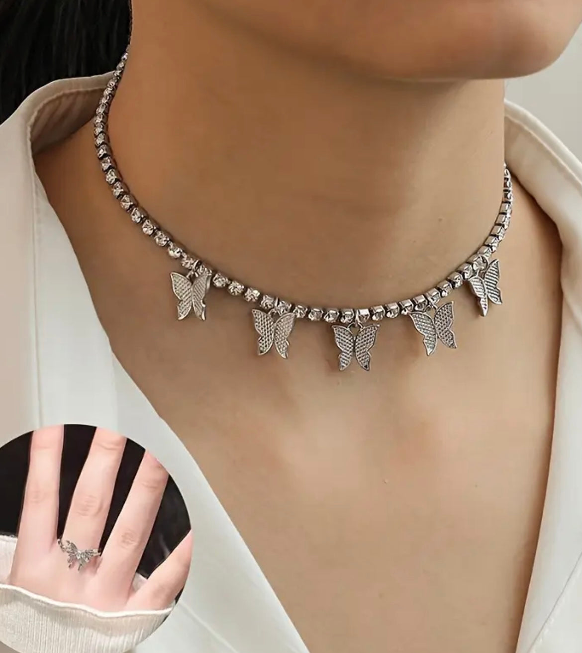 2pcs Butterfly Pendant Necklace, Female Style Butterfly Neck Chain, Hip Hop Accessories, Daily Party Parties, Surprise Wearing, Stunning The Whole Audience, Set