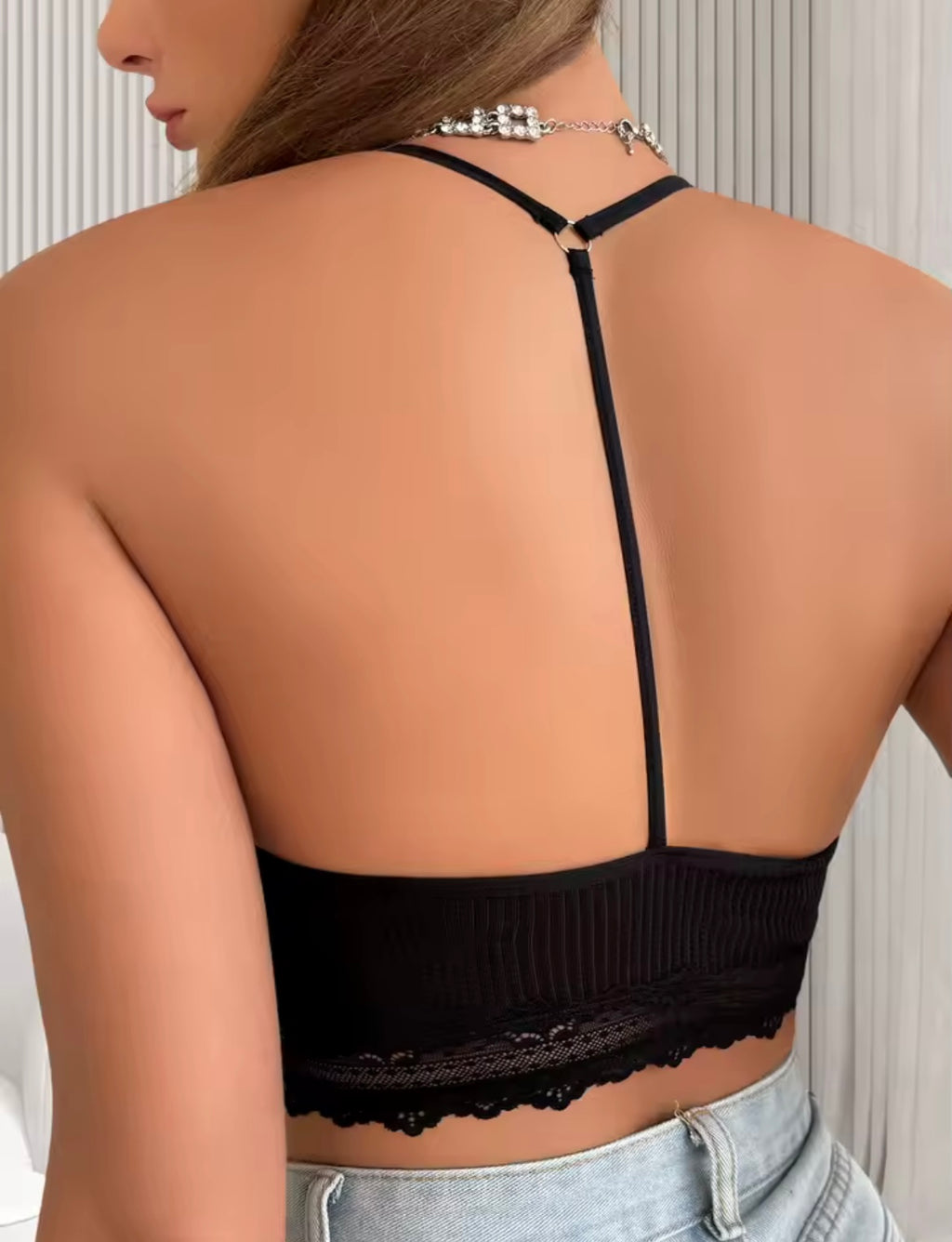 Women Sexy Camisoles Backless Tanks Lace Mesh Brassiere Female  Ribbed Women Top