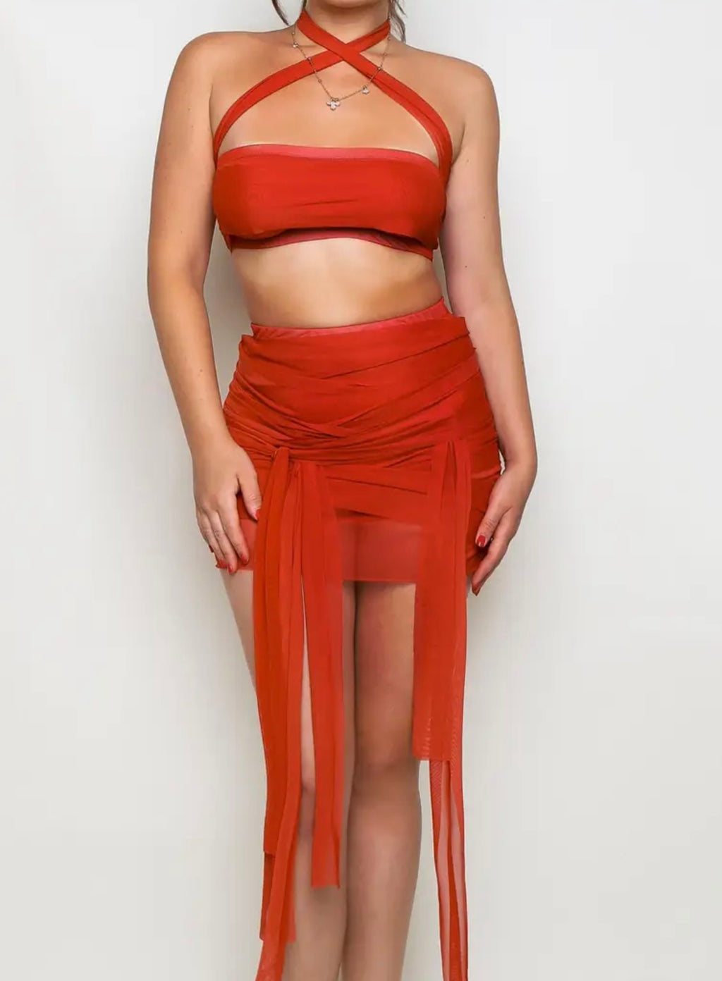 Trendy Fashion Two-Piece Cutout Set
