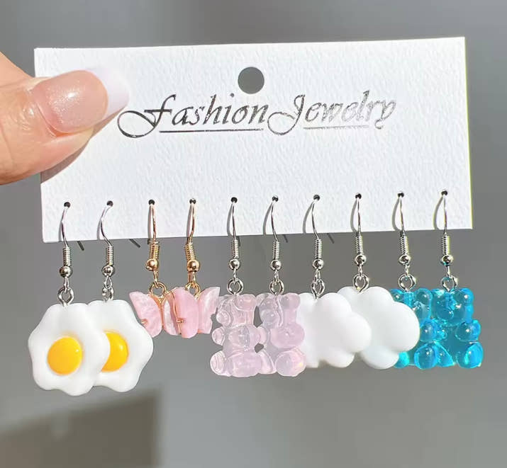 Fashion Sweet Fruit Drink Earrings Set for Women Cute Cartoon Food Ice Cream Donut Funny Resin Earring