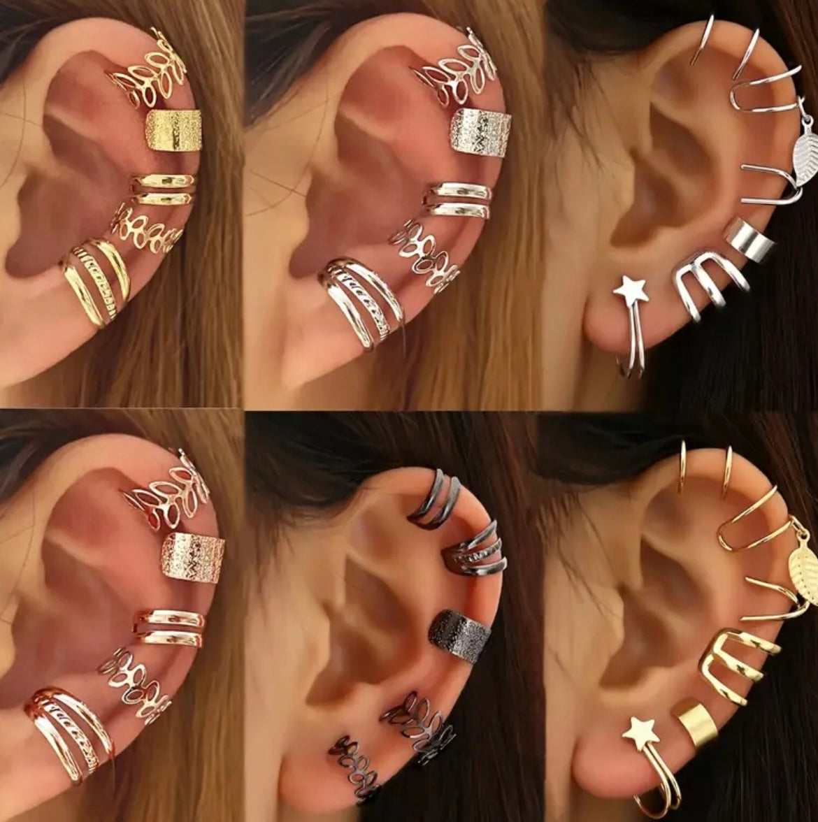 20/ 22/ 32pcs Soft Clip-On Ear Accessories - Fashionable Adjustable Non-Piercing Ear Cuff Earrings Set for  & Women