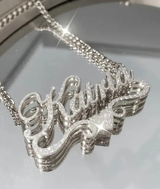 Customized Ash NK Chain 1pc Customized 201 201 Stainless Steel Name Necklace - Personalized Frosted Letter Pendant with Shiny Accents, Cuban Chain Jewelry Gift for Teenager and Teenager, Suitable for Casual Attire or Special Occasions, Gift Jewelry | Bohe