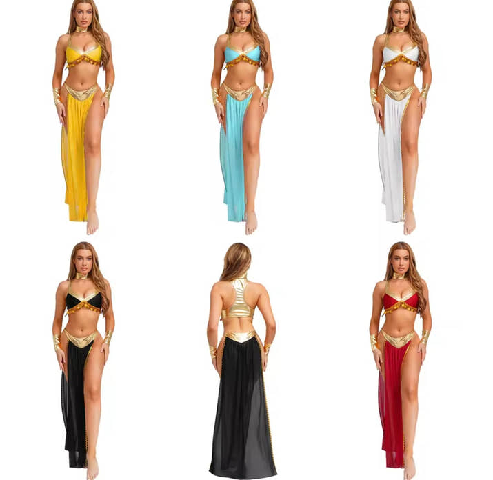 Women Halloween Cleopatra Ancient Egyptian Queen Sun Goddesses Cosplay Costume Crop Top