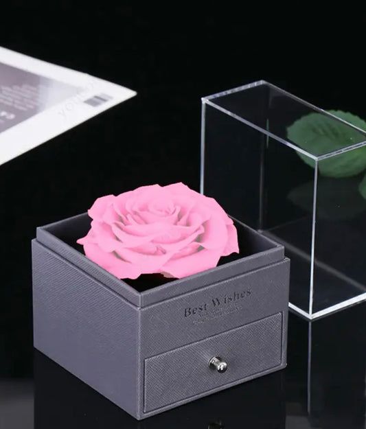 Lucky Stone October Birthstone Heart Pendant Necklace with Eternal Pink Rose Acrylic Gift Box Set, Includes Greeting Card and Gift Bag - Perfect Choice for Weddings, Dates, Mother'S Day, Valentine'S Day, Christmas, Birthdays, and Anniversaries - Ideal for