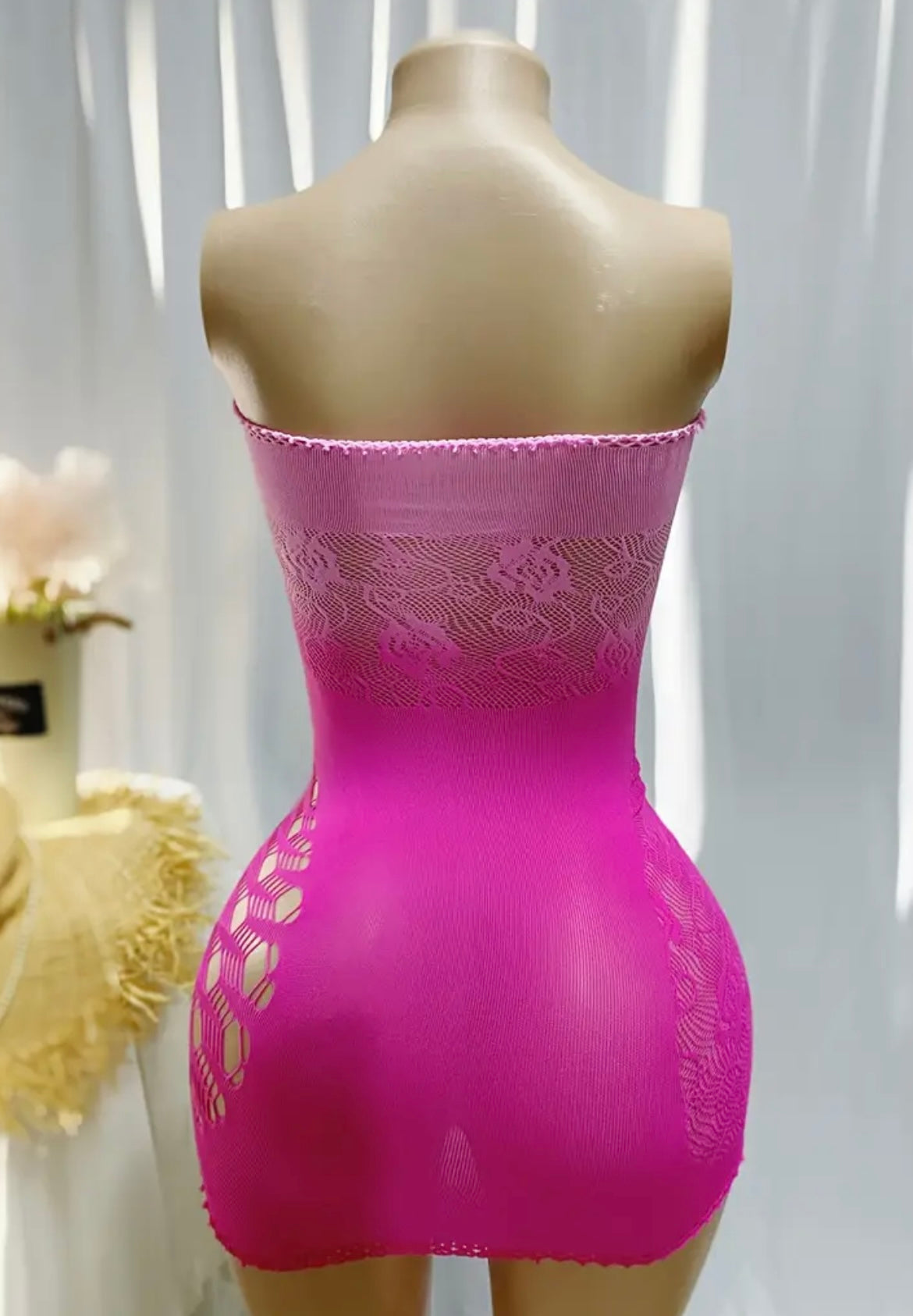 1pc Women's Sexy Fishnet Cover Up - Hollow Out Bodycon Lingerie Dress, See-Through Stretchy Swimsuit for Music Festivals & Beachwear, High Elasticity Color Summer Swimwear