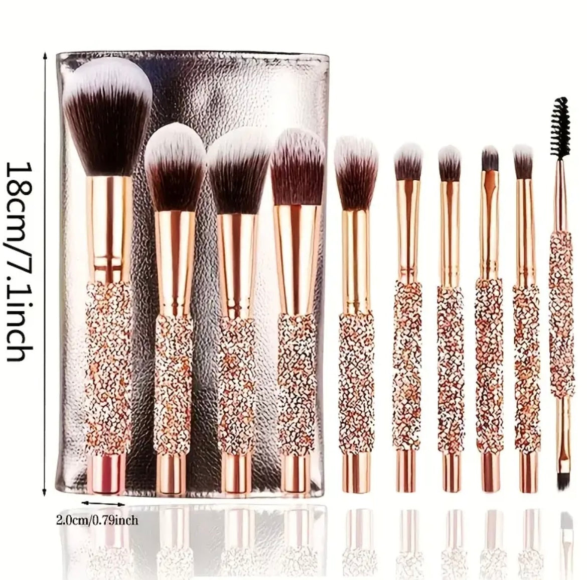 14pcs Set (10 Makeup Brushes + 1 Brush Bag + 3 Powder Puffs) High-End Golden Diamond-Studded Handmade Makeup Brushes / for Beginners / for Various Makeup / for Halloween / Suitable for Christmas / Mother'S Day / Labor Day / Thanksgiving Gifts