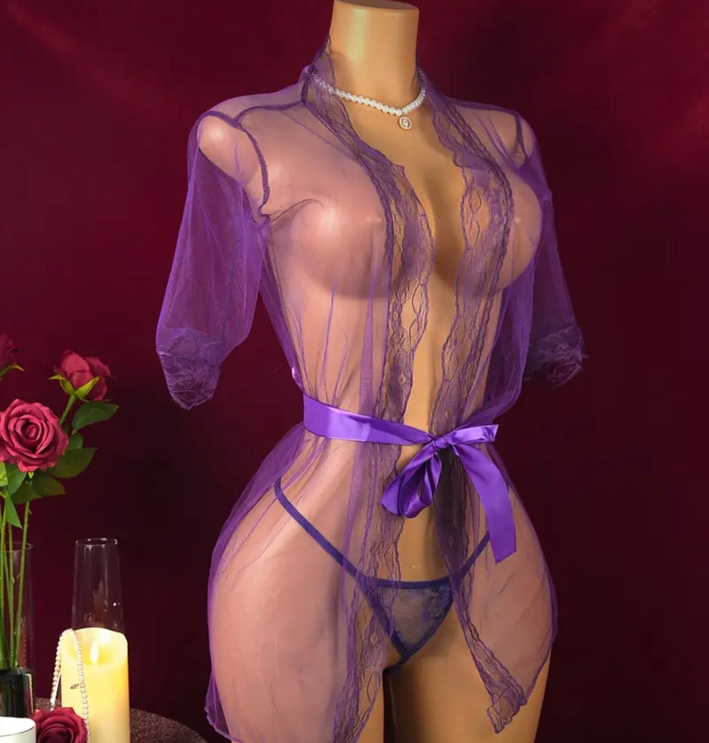 Purple Sexy Women's Lingerie Bodysuit, Women's Sexy Contrast Lace Nightgown, Backless Women's Slip Dress, Strappy Women's Bodysuit with Exquisite Patterns, Semi-Transparent Women's Lingerie, Sexy Open-Crotch Hollow-Out Lingerie,