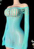 1pc Women'S Sexy Sheer Long Sleeve Fishnet Dress - Backless One-Piece with Long Beachwear & Music Festival Outfit, Durable Swimwear for Poolside, Nightclub & Casual Attire - Solid Color Form-Fitting Bo