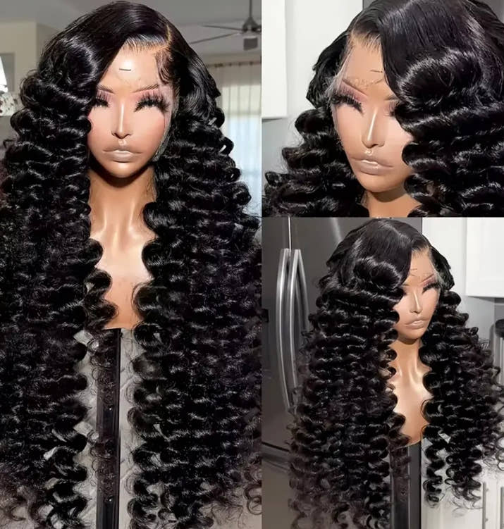 250% Density 4X4 Deep Wavy Wigs With Tiny Knots 100% Brazlilian Virgin Human Hair #1B Wave Lace Frontal Wigs Natural Color Glueless Pre Cut Wigs Pre Plucked With Baby Hair HD Transparent Lace Front Wigs For Women Long 40inch