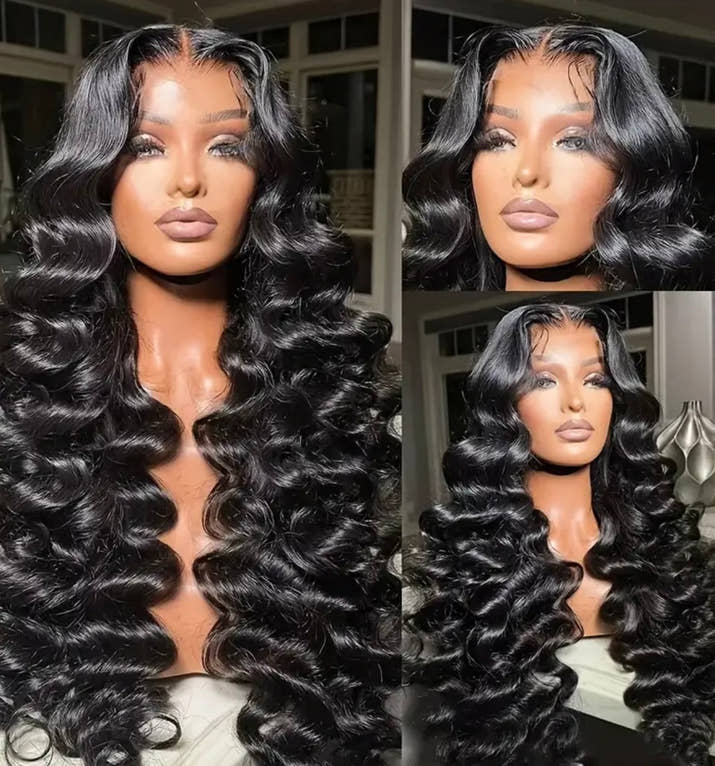 250% Density 4X4 Deep Wavy Wigs With Tiny Knots 100% Brazlilian Virgin Human Hair #1B Wave Lace Frontal Wigs Natural Color Glueless Pre Cut Wigs Pre Plucked With Baby Hair HD Transparent Lace Front Wigs For Women Long 40inch