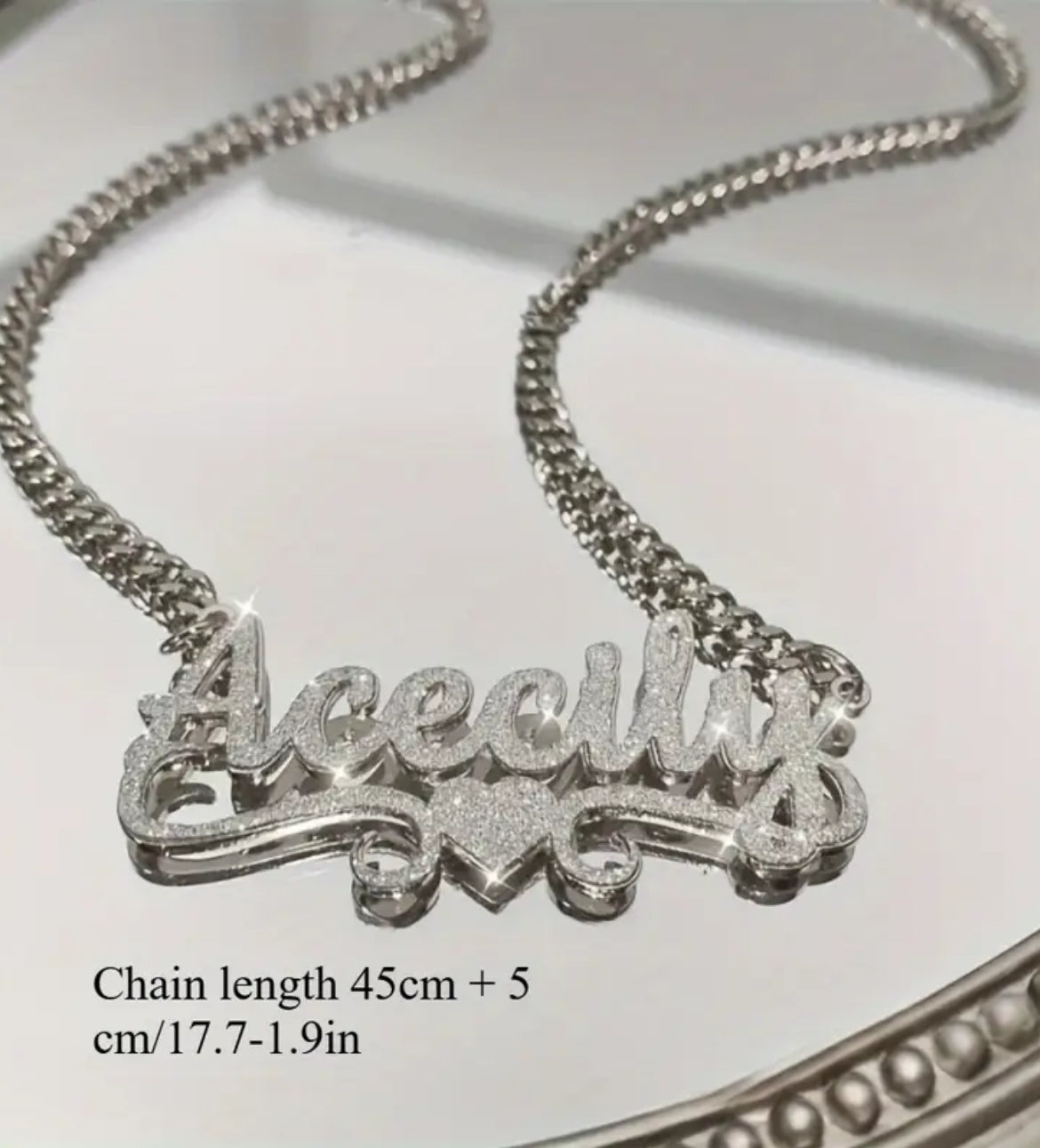 Customized Ash NK Chain 1pc Customized 201 201 Stainless Steel Name Necklace - Personalized Frosted Letter Pendant with Shiny Accents, Cuban Chain Jewelry Gift for Teenager and Teenager, Suitable for Casual Attire or Special Occasions, Gift Jewelry | Bohe